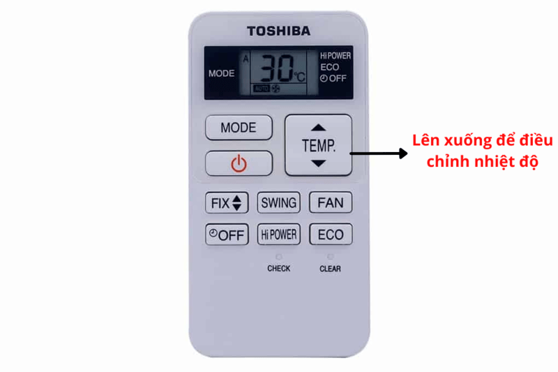 Cách điều chỉnh nhiệt độ trên remote Toshiba