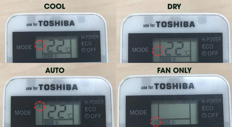 Các chế độ cơ bản trên remote Toshiba