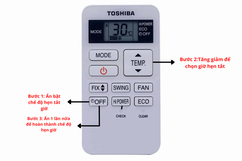 Cách sử dụng remote máy Toshiba cài đặt hẹn giờ tắt máy lạnh trên remote Toshiba